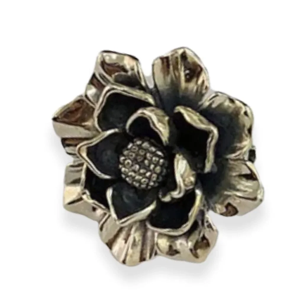 Antique Silver 3D Flower Statement Wrap Ring - NWT Adjustable